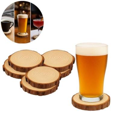Imagem de Conjunto de 6 Descansos Porta Copo Bolacha Madeira 7cm - Floripa