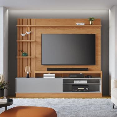 Imagem de Estante Home Maceió para Sala de TV até 65 Polegadas Freijó Cinza Fosco Colibri