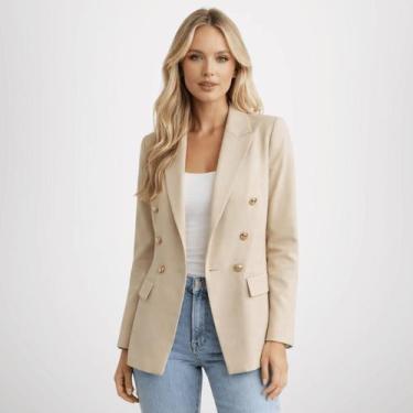 Imagem de Blazer Feminino Casaquinho Alfaiataria Casaco Social Com Botão Lindo P