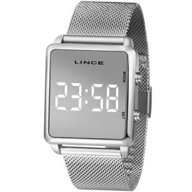 Imagem de Relógio LINCE feminino prata quadrado digital MDM4619L BXSX