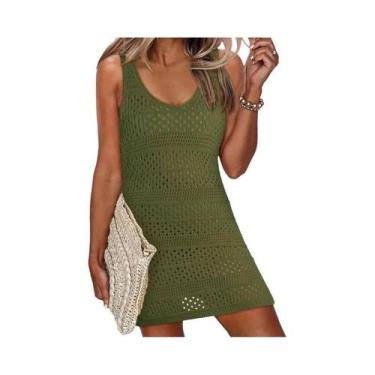 Imagem de Vestido Feminino De Malha Com Decote Em V, Cor Sólida, Com Fenda Later