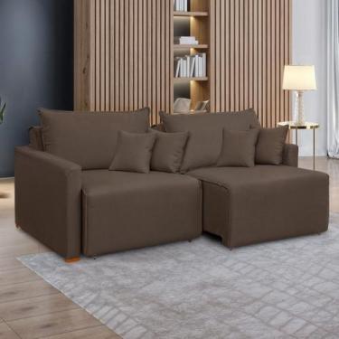 Imagem de Sofá Cama Retrátil e Reclinável 2 Lugares 180cm Pés Madeira Maciça Júl