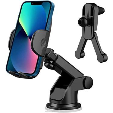 Imagem de Suporte de telefone para carro, suporte de celular atualizado 2022 para carro, suporte de telefone mãos livres, suporte de telefone universal para painel de carro pára-brisa suporte de saída de ar de carro compatível com todos os telefones celulares