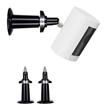 Imagem de (Metal pacote com 2) Suporte de parede de segurança ajustável de 360 graus para Ring Stick Up Cam/Ring Indoor Cam/Wyze Cam/Eufy Cam/Arlo Cameras, serve para todas as câmeras com furos padrão 1/4 roscados - preto