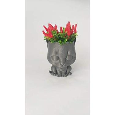 Imagem de Vasinho em Formato de Gatinho - Com Flores Artificiais, Pimentinha