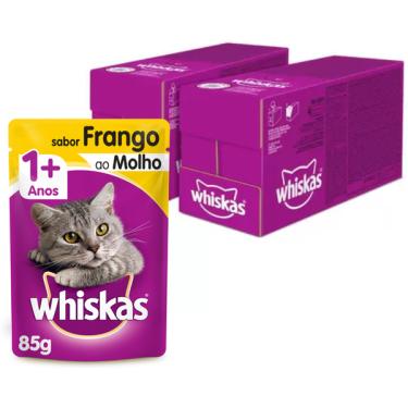 Imagem de Kit Ração Úmida Whiskas Sachê Frango ao Molho para Gatos Adultos - 40 Unidades