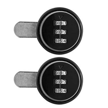 Imagem de Trava com senha, trava mecânica de liga de zinco durável premium resistente para armários de madeira para caixas de letras para armários de funcionários (preto, 30 mm)