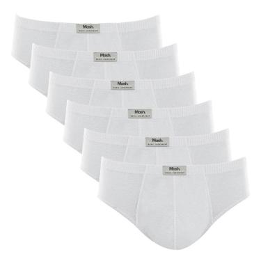 Imagem de Kit 6 Cuecas Slip Algodão Lisa Mash 074.58