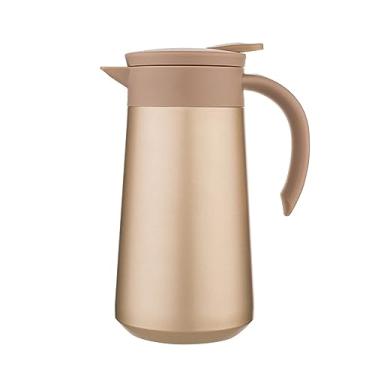 Imagem de Garrafa térmica de café isolada de 800 ml chaleira isolada para casa pequena ao ar livre garrafa térmica de aço inoxidável 304 térmica a vácuo (tamanho: 800 ml, cor: ouro)