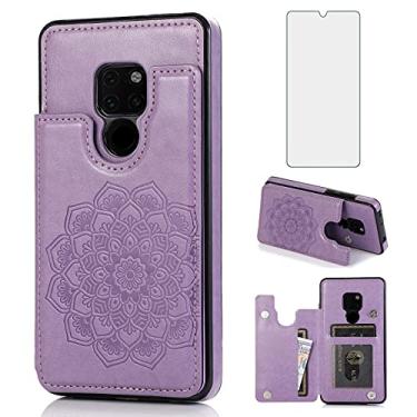 Imagem de Asuwish Capa compatível com Huawei Mate 20 e protetor de tela de vidro temperado, acessórios para celular, compartimento para cartão, suporte de suporte, carteira flip para celular Huwai Hwauei Havaí