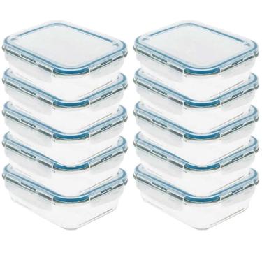 Imagem de Kit 10 Pote De Vidro Com Tampa Hermética 370ml 14,5x10x4,5