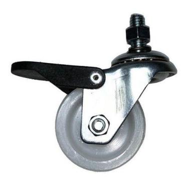 Imagem de Kit 6 Rodizio Rosca Girat. C/ Freio 2pol. Nylon 80kg P/ Roda - ABCMAIO