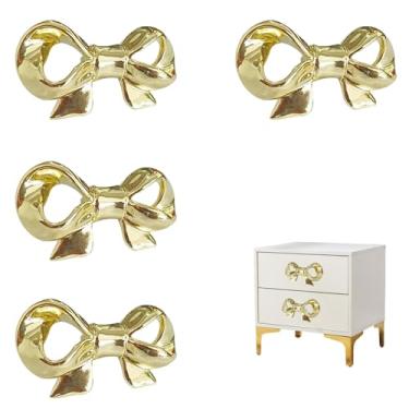 Imagem de NNNJunhua Solid Bow Cabinet Knobs Gold Drawer Pulls Decorative Handle Kitchen Cabinet Knobs Dresser Drawer Hardware 4 Pieces