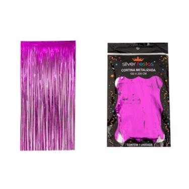 Imagem de Cortina Metalizada Pink 100 X 200 Cm Un - Silverfestas - SILVER PLASTI