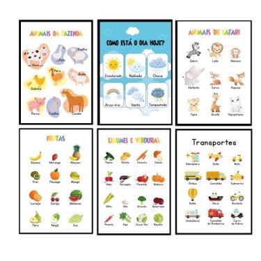 Imagem de Quadros Escola Brinquedoteca Educativo Professor Kit 6 Peças - CAMALEÃ