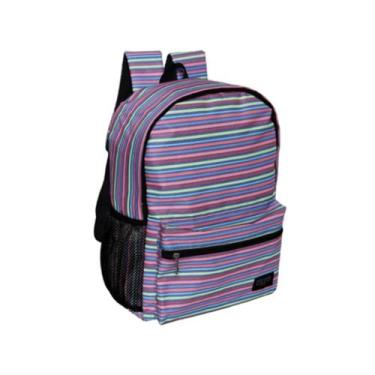 Imagem de Mochila Escolar Feminina Costas Bolso Frontal Lateral Colorida Moderna