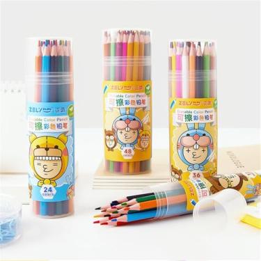 Imagem de FLY CHOICE Lápis de cor apagáveis, conjunto de lápis de cor a granel, lápis para livros de colorir para adultos, presente de Natal para adolescentes, 6+ (conjunto de 24 peças)