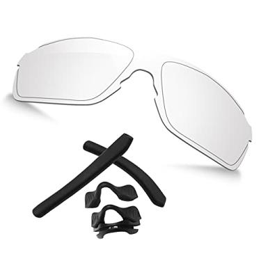 Imagem de TRUSHELL Lentes de reposição polarizadas | Kits de borracha para óculos de sol Oakley EV Zero Pitch OO9383, Kits de borracha preta + HD transparente - não polarizada, EVZero Pitch