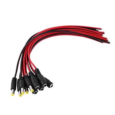 Imagem de 10pcs 12V CCTV câmera de segurança DC macho e fêmea cabo de alimentação, DC Power Pigtail com macho e fêmea cabo de alimentação preto e vermelho, solução simples para conectividade