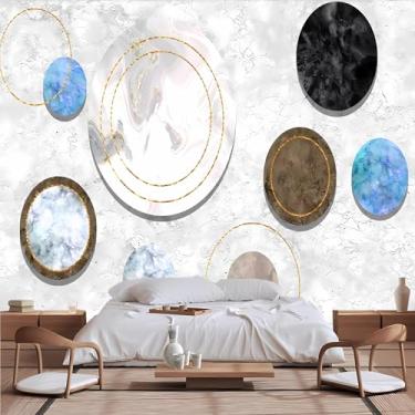 Imagem de Lcythiazole Papel de parede geométrico de tamanho personalizável - papel de parede abstrato 3D, autoadesivo removível, para sala de estar, quarto, quarto infantil, escritório