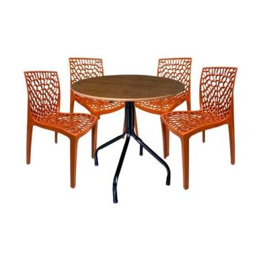 Imagem de Jogo Mesa Moema 80X80 Imbuia Com 4 Cadeiras Gruvyer Terracota Restaura