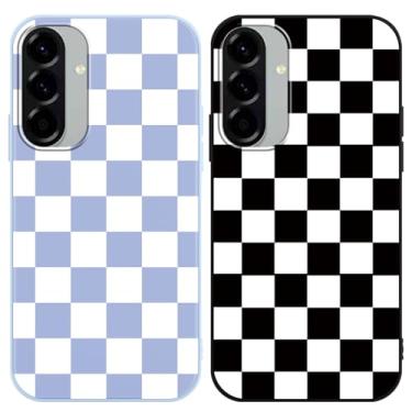 Imagem de Yomjew Pacote com 2 capas de telefone quadriculadas para Samsung Galaxy A56 de 6,7 polegadas, xadrez, xadrez, macia, fina, à prova de choque, fosca, resistente a arranhões, capa Funda para meninas e