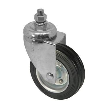 Imagem de Roda rodízio borracha maciça 5 pol giratório rosca 100kg - AJAX