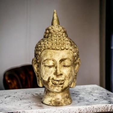 Imagem de Escultura Decorativa Busto Cabeça Buda Hindu Tibetano Rosto - Divino E