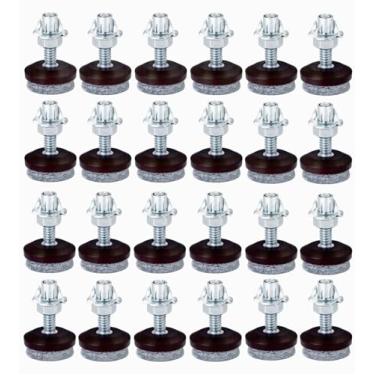 Imagem de shytick Niveladores De Móveis - Almofadas Ajustáveis Com Fundo Feltro Para Mesa, Cadeira E Pernas Pacote 24 Porcas Segurança, Porca T Metal Deslizadores Rosca 1/4-20 Pés (24)