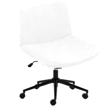 Imagem de Bifaunvogel Capa Para Cadeira De Escritório Criss Cross Veludo Sem Braços, Com Pernas, Moderna, Encosto Médio, Giratória, Branca, 1 Pacote