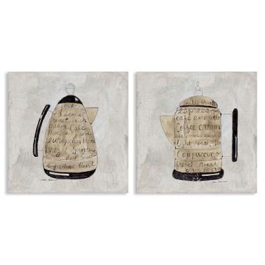 Imagem de Stupell Industries Conjunto de arte de parede em tela com frases antigas de café e café expresso de Carol Robinson, 61 x 61 cm