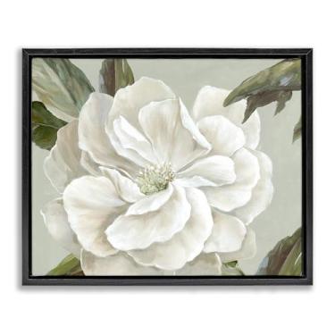 Imagem de Stupell Industries Design de arte de parede em tela flutuante com moldura preta florete rosa branca por Alex Black, 53 x 43 cm