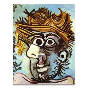 Imagem de Head Of A Man With Straw Hat Murals Diego Rivera – Arte de realismo socialista mexicano, muralista do século 1719, coleção clássica do museu de Nova York para decoração de casa 50 x 65 cm