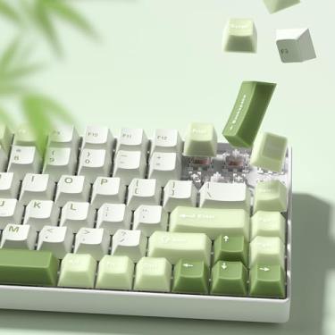 Imagem de Womier Matcha Green Keycaps PBT, Jelly Keycaps 60 75 100 por cento, teclas de jade translúcidas personalizadas 127 teclas, perfil cereja para 61/68/84/87/98/100 Cherry Gateron MX teclados mecânicos