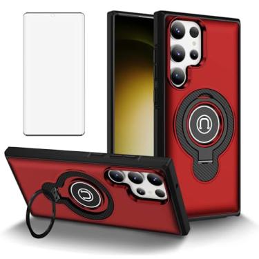 Imagem de Asuwish Capa de telefone para Samsung Galaxy S23 Ultra 5G com protetor de tela de vidro temperado Suporte magnético fino suporte híbrido capa de celular TPU resistente S23Ultra 23S S 23 23Ultra 17.3