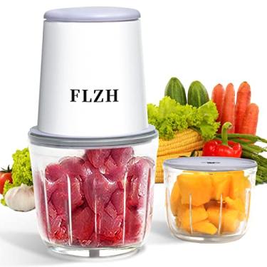 Imagem de FLZH Processador De Alimentos Para Bebês, Moedor Carne Elétrico, Processadores Com Liquidificador Vidro, Picador Carne, Vegetais, Frutas E Nozes, 4 6 Lâminas Afiadas, Mini Elétrico Portátil Sem Fio