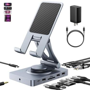 Imagem de Estação de ancoragem USB C versátil para iPad (USB-C), 11 em 1 com leitor SD TF 4.0, HDMI 4K a 60Hz, RJ45, áudio, USB A, USB c, giratória, também para tablet, Steam Deck, ROG Ally, Legion Go, com