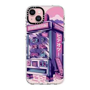 Imagem de CASETiFY Capa transparente para iPhone 15 Plus [não amarela/2 m. Proteção contra quedas de grau militar/compatível com Magsafe] - Máquina de venda automática retrô - transparente