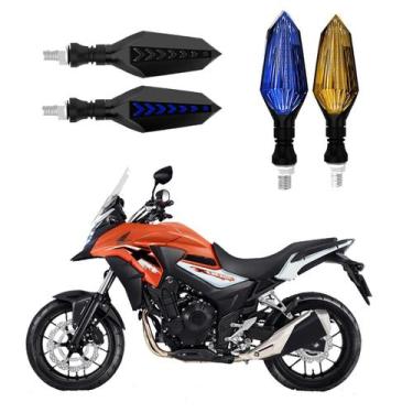 Imagem de KIT 4 Setas Sequenciais Led Universal Pisca Azul P43S Moto Honda CB 50
