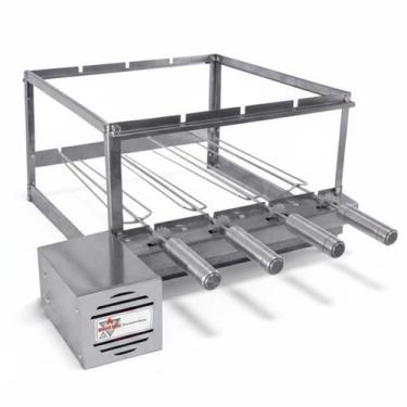 Imagem de Kit Espeto Giratório Elétrico Brasa Grill 4 Espetos Tridentes Inox Sup