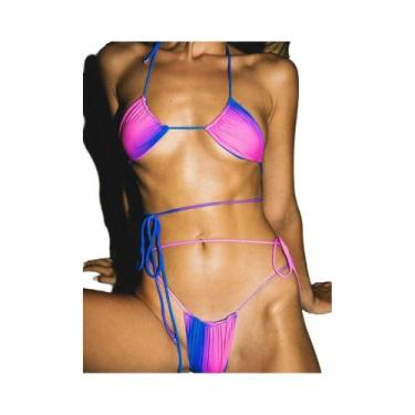 Imagem de Biquini Feminino Sexy Halter com Estampa - Conjunto 2 Peças para Praia