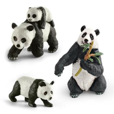 Imagem de Conjunto de bonecos Realistic Panda PVC para bebês e adultos Panda, 3 