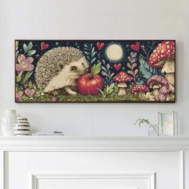 Imagem de VAIIEYO Kit de pintura por números para adultos ouriço, pintura de animais por números, kit de pintura de tamanho grande, pintura de desenho em tela para iniciantes, artesanato para decoração de