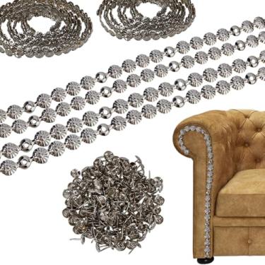 Imagem de SUPERFINDINGS 11 conjuntos de 2 estilos tiras de tachas de estofamento bronze antigo acabamento de unhas decorativas unhas decorativas tiras de unhas para sofá cabeceira cadeira móveis com prego de
