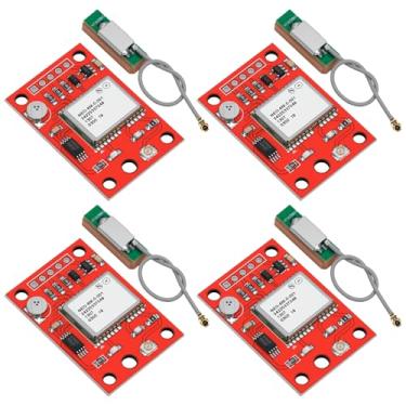 Imagem de Pacote com 4 módulos GY-NEO6MV2 NEO-6M GPS – Placa de módulo controlador de voo 3V-5V com antena de cerâmica super forte, compatível com Ar duino ESP 32 Rasp Berry P i EEPROM APM 2.5 (vermelho)