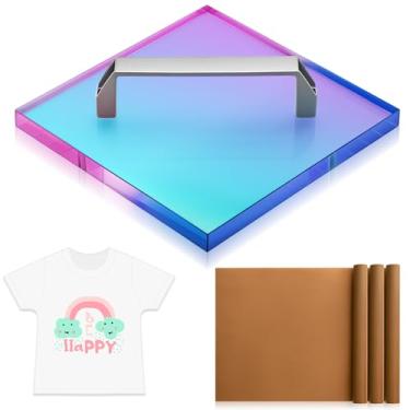 Imagem de Fiwochic Bloco de resfriamento HTV com alça Dtf Bloco de resfriamento para prensa térmica com 3 folhas de artesanato resistentes ao calor Cooler para ferramentas de artesanato para papel de sublimação