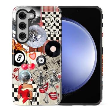 Imagem de ZHEGAILIAN Capa compatível com Samsung Galaxy S23, capa de telefone com design vintage de colagem de 8 bolas patinadora discoteca, capa rígida híbrida de 2 camadas para meninas, meninos, mulheres e