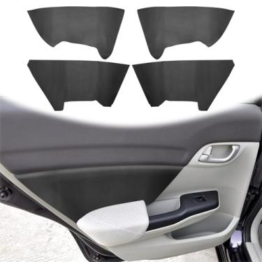 Imagem de QianBao 4 peças de substituição de capa de couro para painel de porta para Honda Civic 2011-2015, protetor de painel de porta esquerda e direita DIY com ferramenta de instalação preto