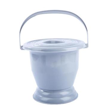 Imagem de KiBcsLic Escarradeira com tampa e alça, urinol portátil antiderrapante, balde de mictório de cabeceira, recipiente para mulheres e homens, quarto, Cinza