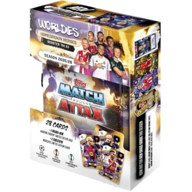 Imagem de Topps UCC Match Attax 2025/26 - Mini Tin - Homegrown Heroes - contains 28 Match Attax cards plus a random Star Boy LE and 3 exclusive 'Worldies' LE cards.